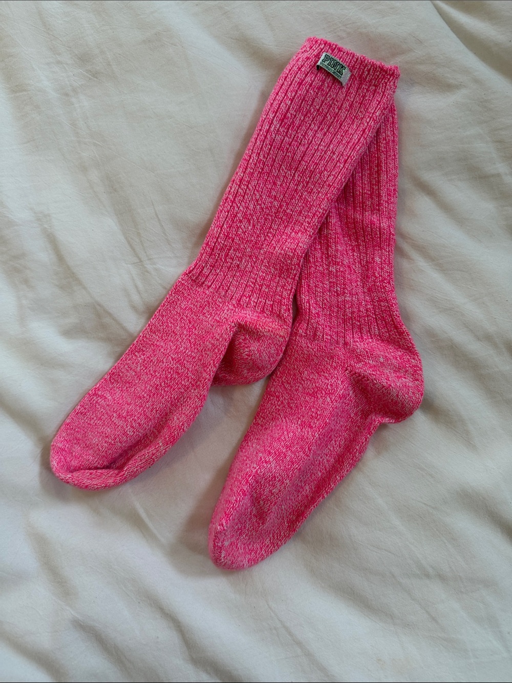 PINK Victoria's Secret Hot Pink Crew Socks